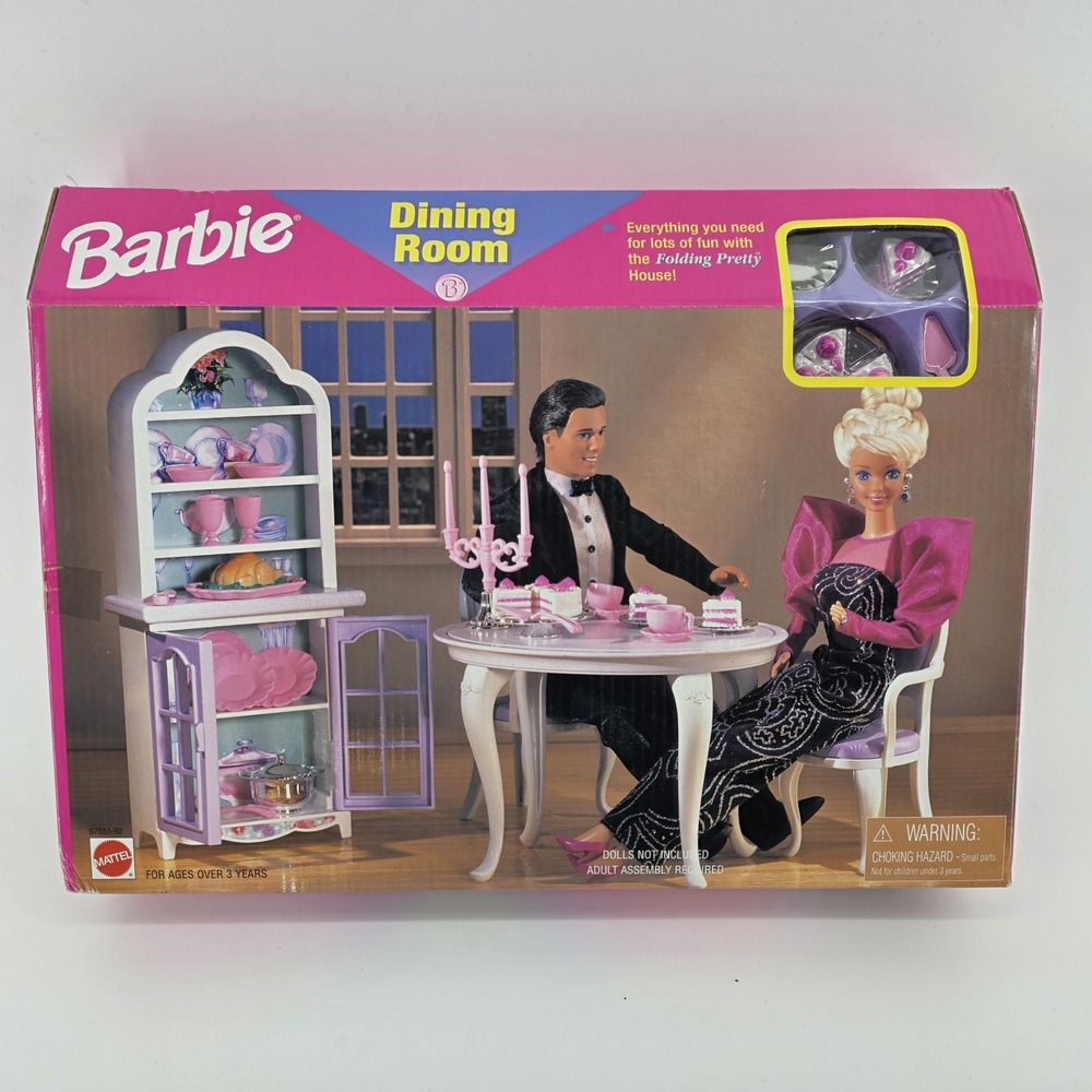 1998 Mattel BARBIE DINING ROOM SET 67551-98 NEW Unopened Folding Pretty‎